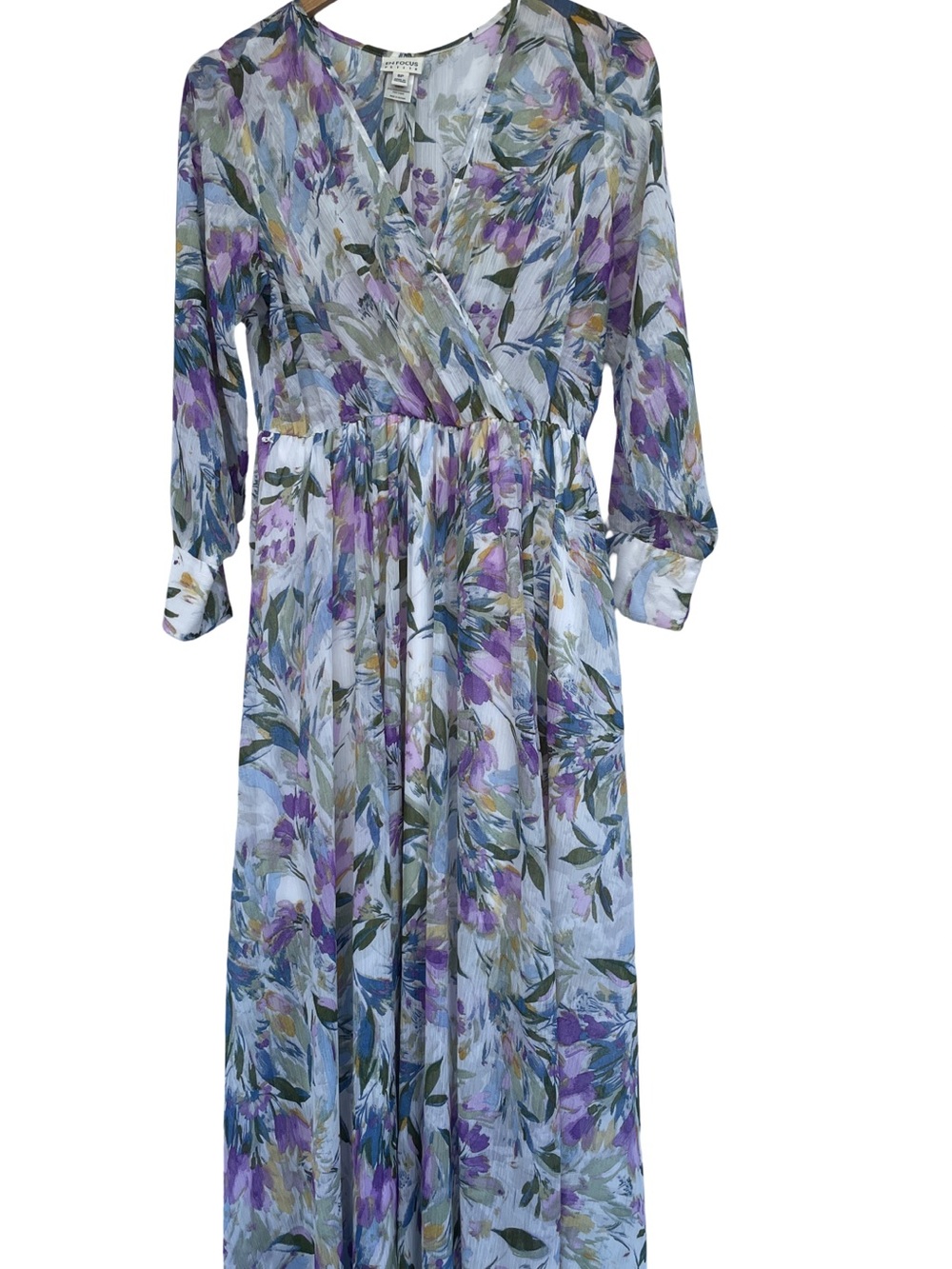 Enfocus Studio Purple Floral Wrap Maxi Dress